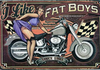 Plaque métal 20x30 vintage MOTO AND PINUP.