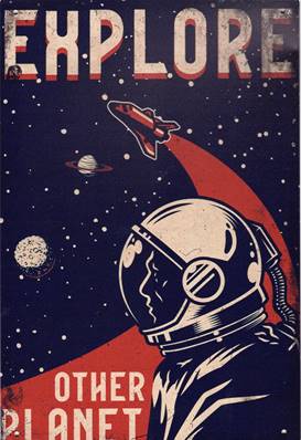 Plaque métal 20x30 vintage Explore other planet