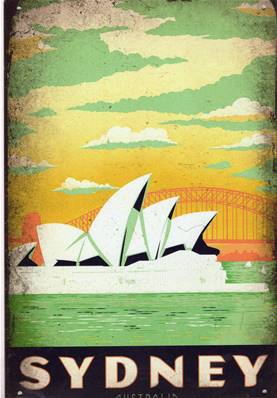 Plaque métal 20x30 vintage Sydney