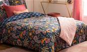 Housse de couette 2 personnes et taies d'oreiller 240X220 motif FEUILLES TROPICALES