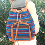 Sac à dos rayé bleu Artisanat du Guatemala