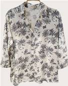 Chemise viscose et lin, motifs palmiers noir