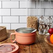 Lunch Box ronde en inox double paroi 75cl – Couleur orange