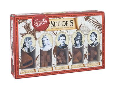 Coffret 5 casse têtes grands d'esprit femme en bois et métal