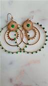 Boucles d'oreilles 3 cercles avec perles de Malachite