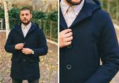 Manteau épais long hiver urbain bleu à capuche