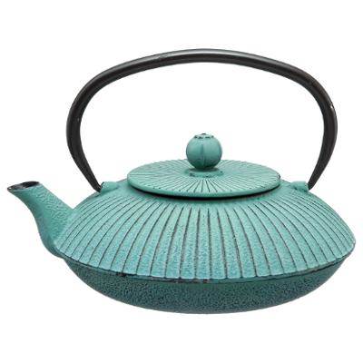 Théière en FONTE ZEN bleue plate 0,8 litre avec infuseur.