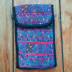 Pochette artisanale brodée bleue du Guatemala - Bandoulière ethnique