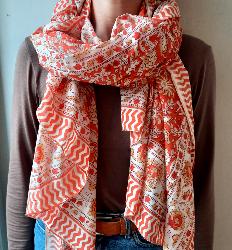 Etole, écharpe ou paréo coton imprimé indien fleuri 5