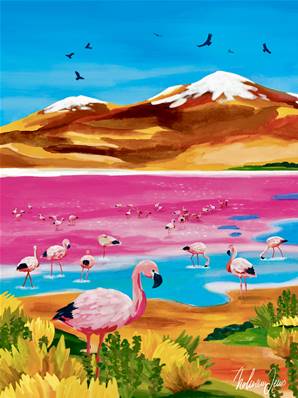 Affiche Lac Sur Lipez : Le miroir du ciel bolivien 30x40 Nolwen