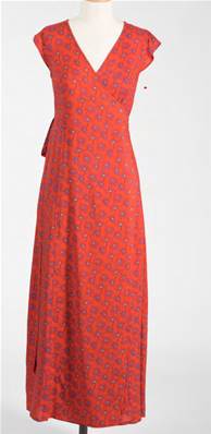 Robe longue cache coeur femme Coquelicots orange taille L.