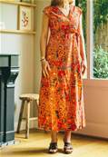 Robe longue cache coeur femme FLORALE Rouge et Jaune 