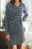 Robe tunique manche longue bleue motif eventail