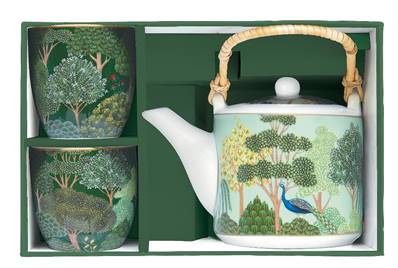 Coffret Théière et 2 Tasses Roseraie - Évasion Bucolique