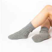 Chaussettes double Laine et Alpaga gris et gris foncé 35-38