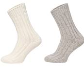Chaussettes double Laine et Alpaga beige et crème 35-38