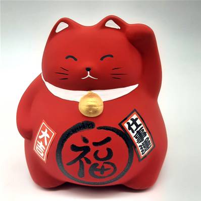 Tirelire chat rouge Porte-bonheur Manekineko
