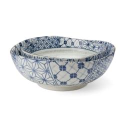 Saladier grs japonais motifs bleu traditionnel diamtre 20 cm