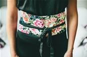 Ceinture japonaise obi motif pivoines