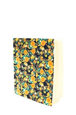 Carnet en papier japonais fleurs japonaises oranges et bleues 120 pages