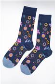 Chaussettes femme blue flower coton