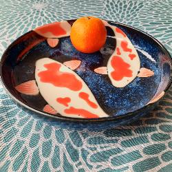Assiette japonais motifs carpe Koi 20 cm x 4 cm