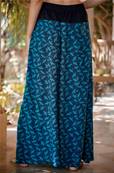 Pantalon large taille unique motif Oiseaux bleus