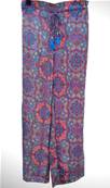Pantalon en soie ceinture élastique avec son lacet pompon rouge et bleu