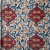 Tenture indienne block print 270x225 cm – Rouge et ocre