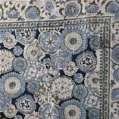 Tenture indienne block print 270x225 cm – Bleu nuit floral