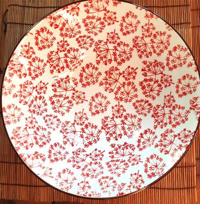 Saladier Fleurs des vents rouges “Shanghai” 21 cm – Motif poétique et géométrique