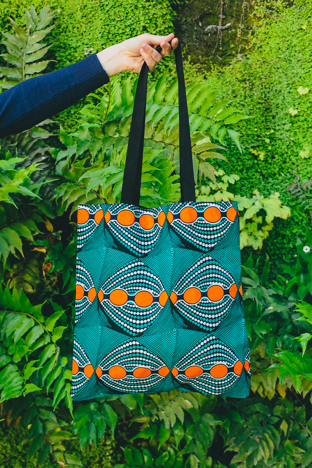 Sac Tote BAG en tissus africain WAX, vert