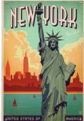 Plaque métal 20x30 vintage New york, Statue de la liberté