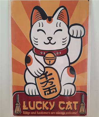 Plaque métal 20x30 Lucky Cat