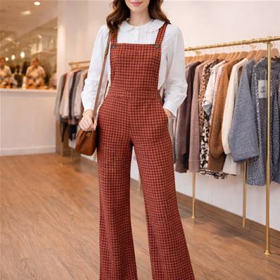 Salopette fantaisie à carreaux – Esprit rétro créatif