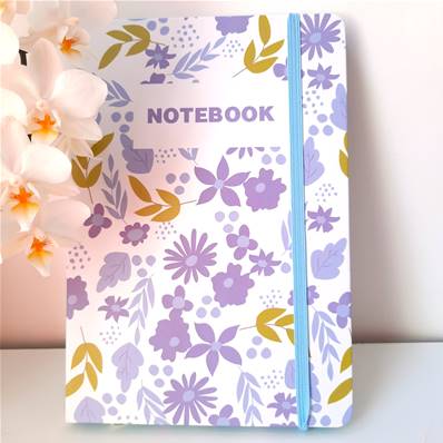 Carnet de poche fleurs violettes 9x14cm