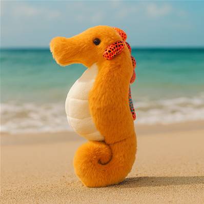 Peluche hippocampe jaune 25cm