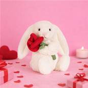 Peluche lapin avec une rose dans les bras Jellycat