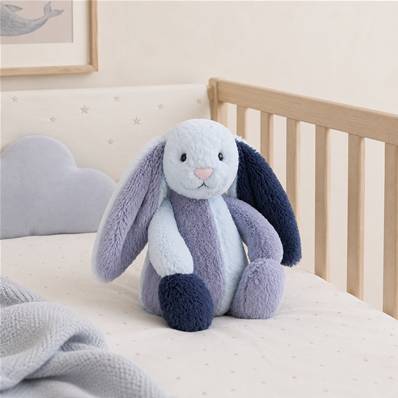 Peluche Jellycat lapin patchwork bleu puddlesea bunny original