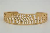 Bracelet en acier dor motifs branches et feuillages Lucy