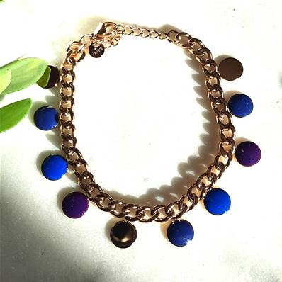 Bracelet doré "Azur Bohème" - Pampilles Émaillées Bleu