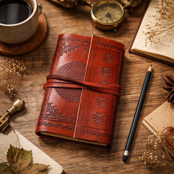 Carnet en cuir 9X13,5 CM avec lacet