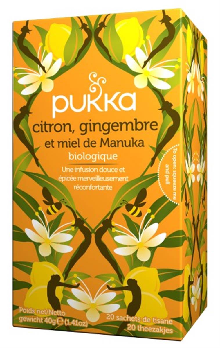 Infusion ayurvédique bio Citron, Gingembre, Miel de Manuka 20 sachets