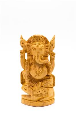 Statue Ganesh en bois sculptée 15cm