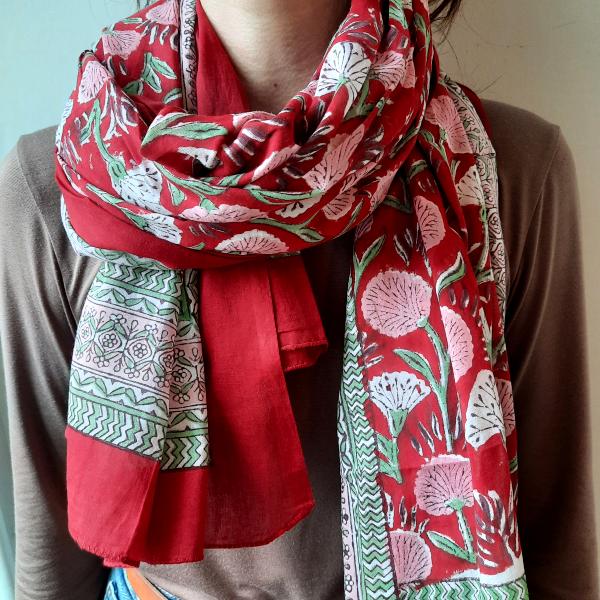 Etole, écharpe ou paréo coton imprimé indien fleuri 2