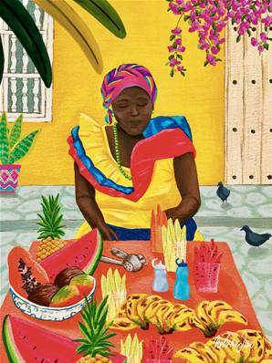 Affiche Colombie Carthagène fruiteria 30x40 Nolwen