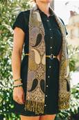 Echarpe foulard femme motif indien noir