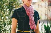 Echarpe foulard femme imprimé fleur rose