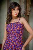 Robe longue à bretelles fleurs orange Sango