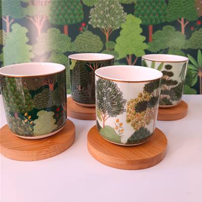 Coffret 4 tasses Porcelaine 11cl Forêt